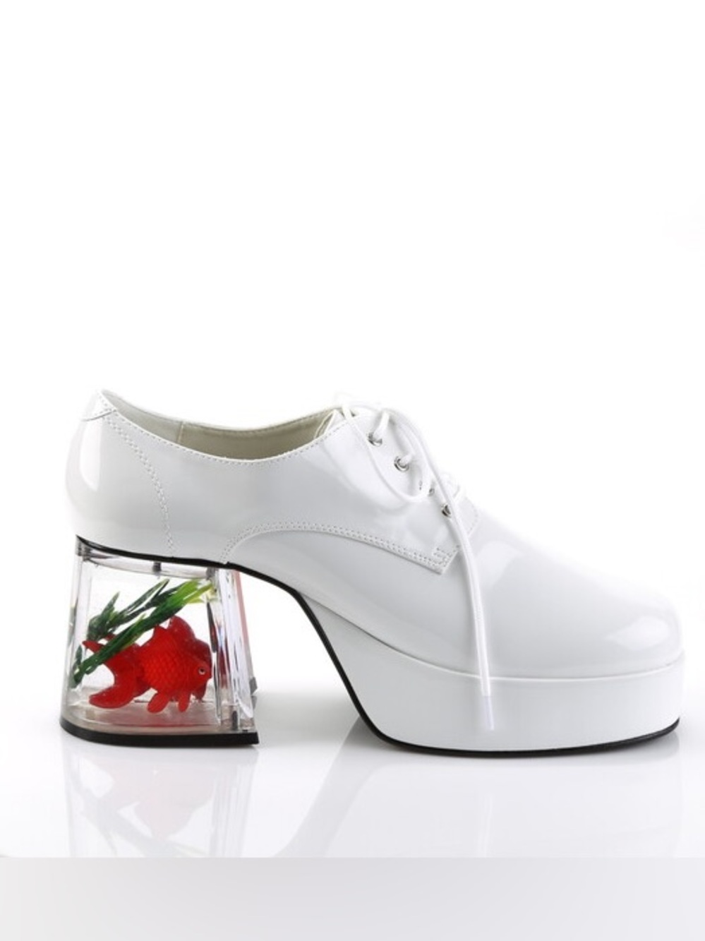 Funtasma White Platform Disco Shoes with Fish in Block Heel-NWOT